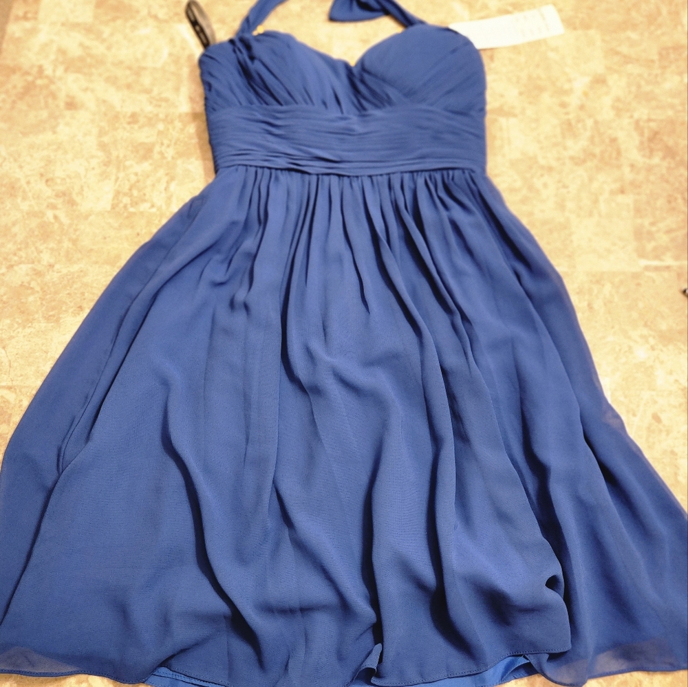 Bill Levkoff Blue Halter (Sample) Dress
